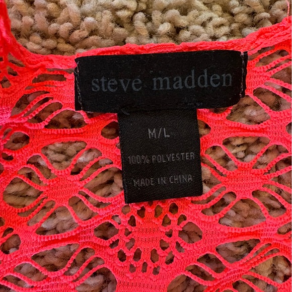Steve Madden Swimsuit Cover Up Neon Coral Size M/L - Picture 4 of 6
